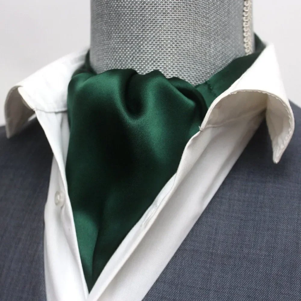 Silk Men's‎ Cravat Ascot Gift Box A196 Emerald green